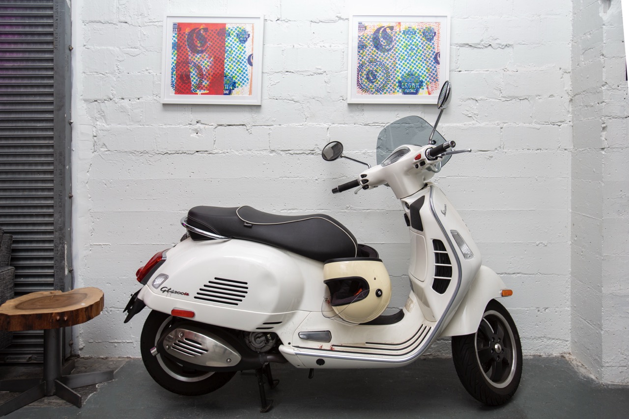 Scooter parked in the library