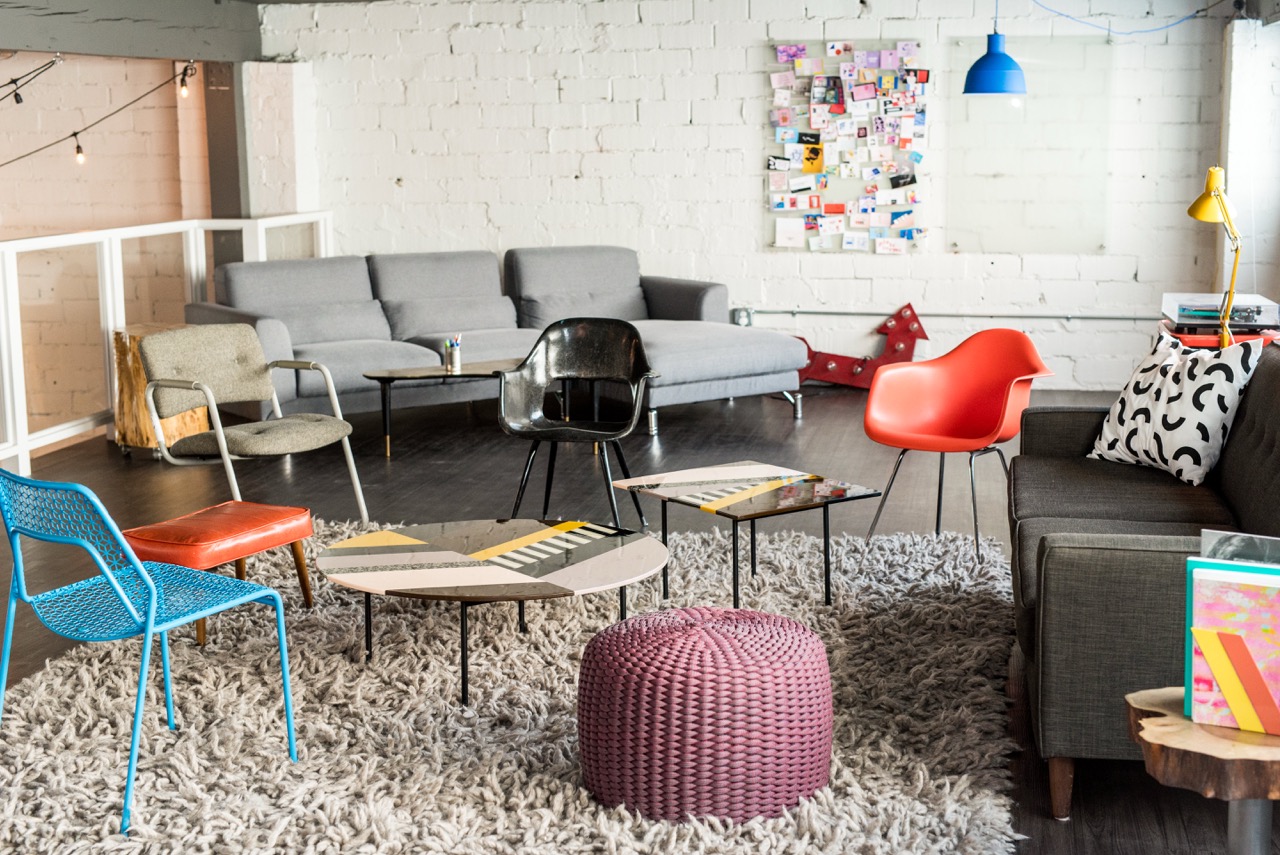 Mezzanine social area inside the agency's Seattle office